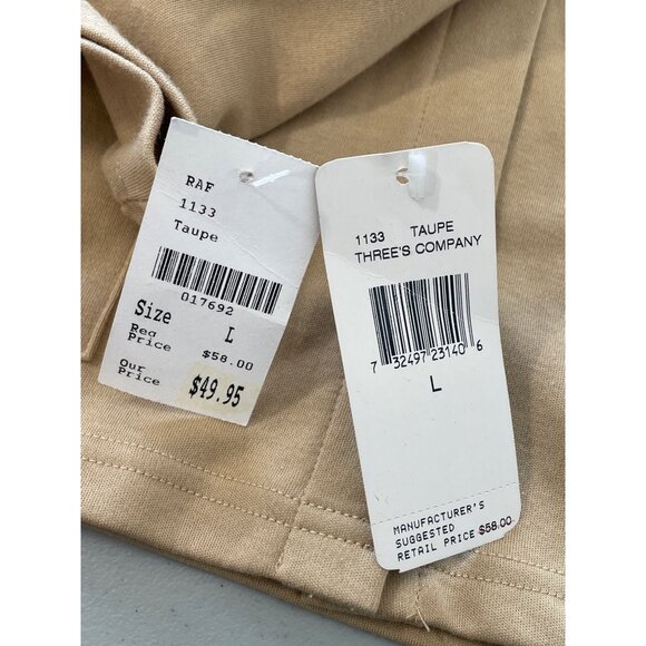 Vintage 90s Rafael Button Front Shirt Size Large Long Sleeve Taupe Tan NEW - Picture 6 of 8